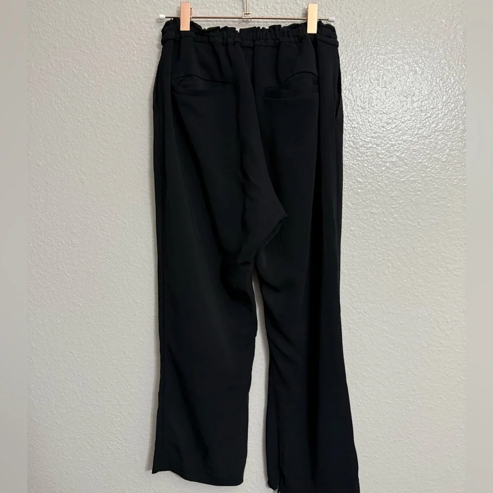A.L.C. Black Straight Leg Pants with Front Tie and Ankle Zippers